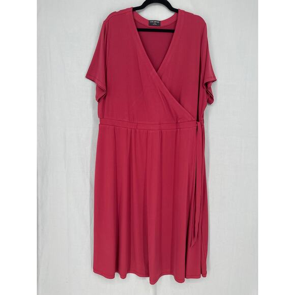 Lane Bryant Dresses & Skirts - Lane Bryant Dress 22 24 Red Knee Length V Neck Office Capsule Stretch